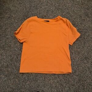 Forever 21 Orange Ribbed Short Sleeve Top